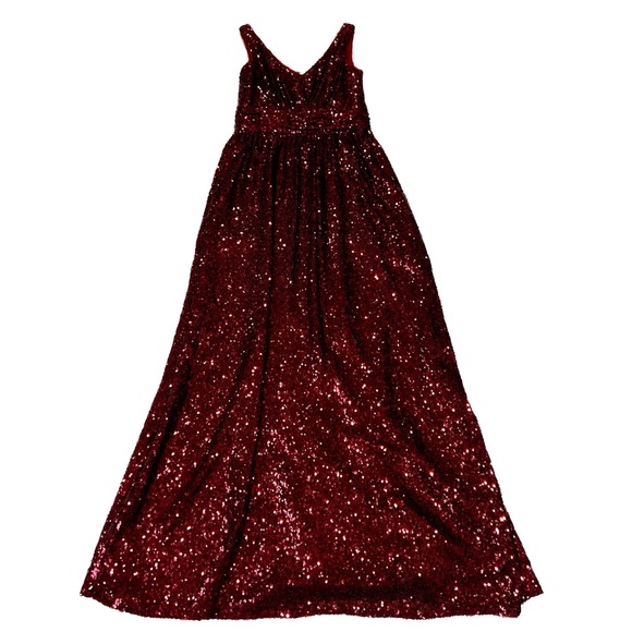 NWT Claret Red sequined long dress, sz 10 (girl) - Picture 6 of 8
